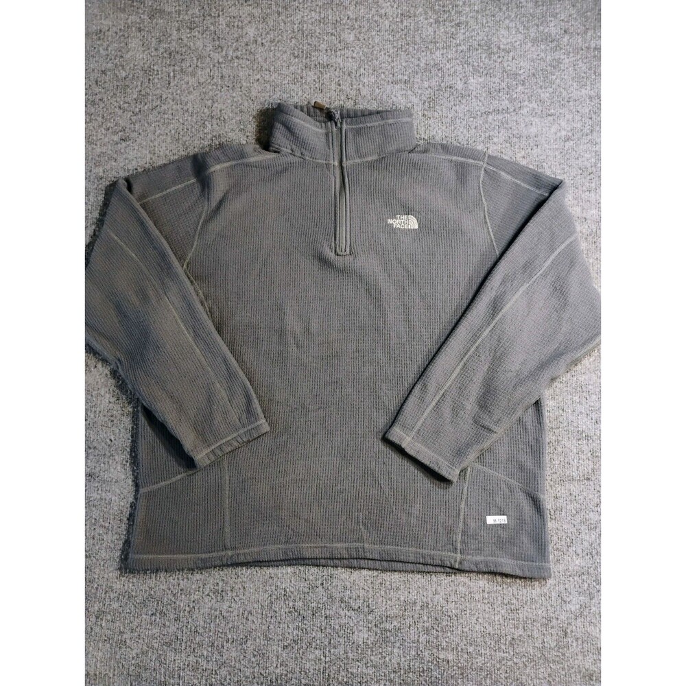 The North Face Waffle Knit 1/4 Zip Pullover Gray Men's XL Outdoor Fleece